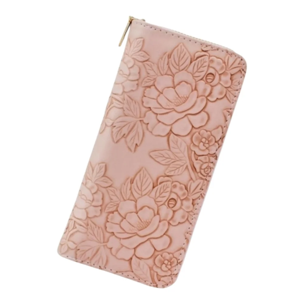 WisePoint Floral Embossed Wristlet Wallet Polyurethane Leather New